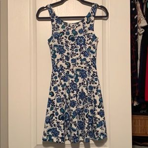 White and blue floral dress